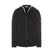 Stone Island 114WN Brushed Cotton Canvas Hooded Overshirt Black - 21FW