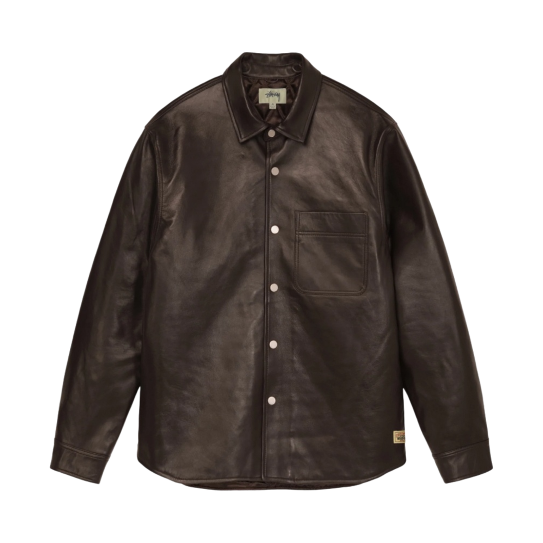 스투시 박시 레더 오버셔츠 에스프레소(Stussy Boxy Leather Overshirt Espresso) - 1