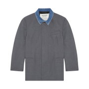 Diesel J-Abbas Wool Jacket with Denim Collar Grey