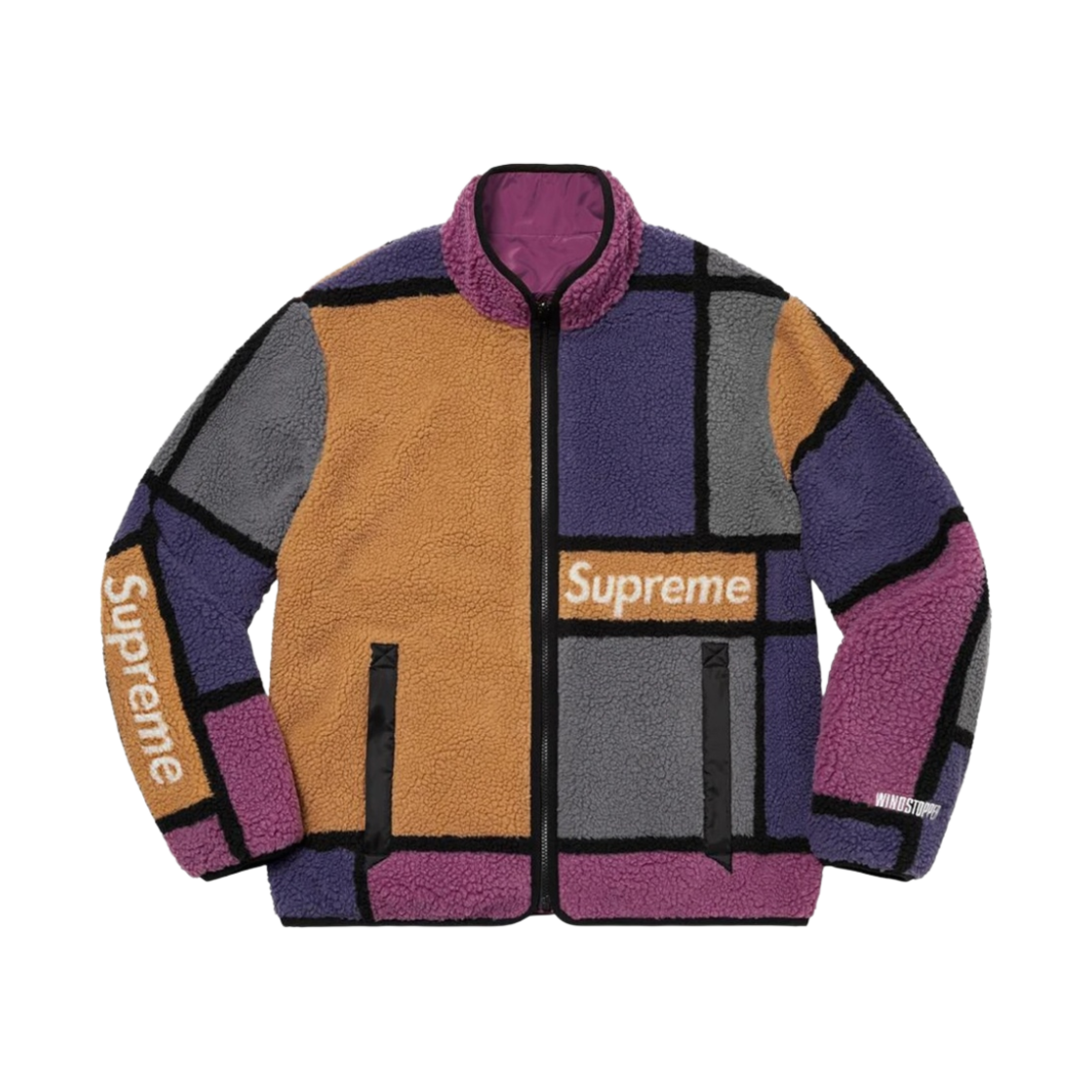 슈프림 리버시블 컬러블록 플리스 자켓 퍼플 - 20FW