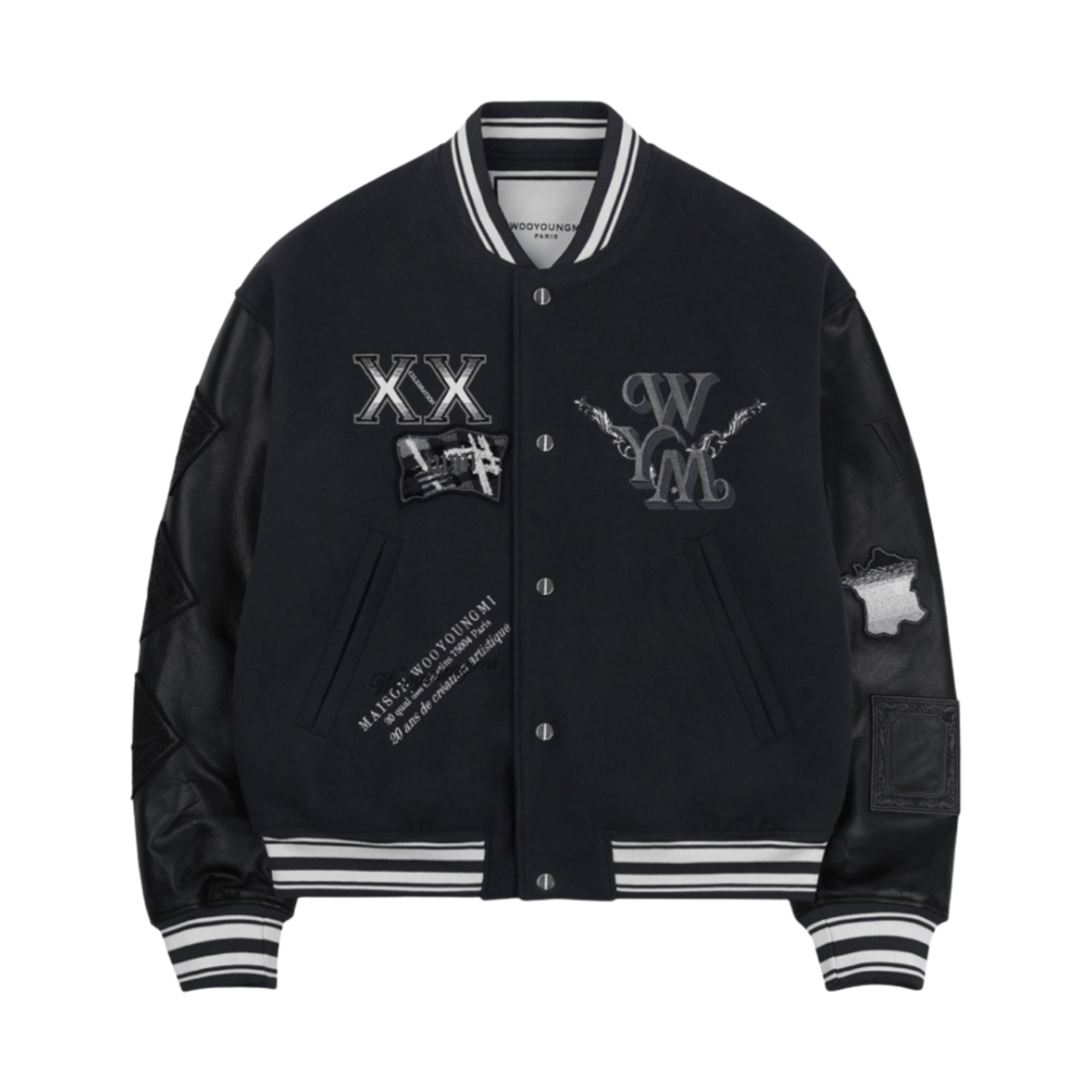 W231JP01909G Wooyoungmi Varsity Jacket Gray - 23SS