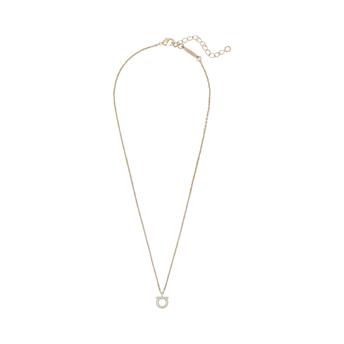 760131-696654 (W) Ferragamo Small Gancini Crystals Necklace Gold