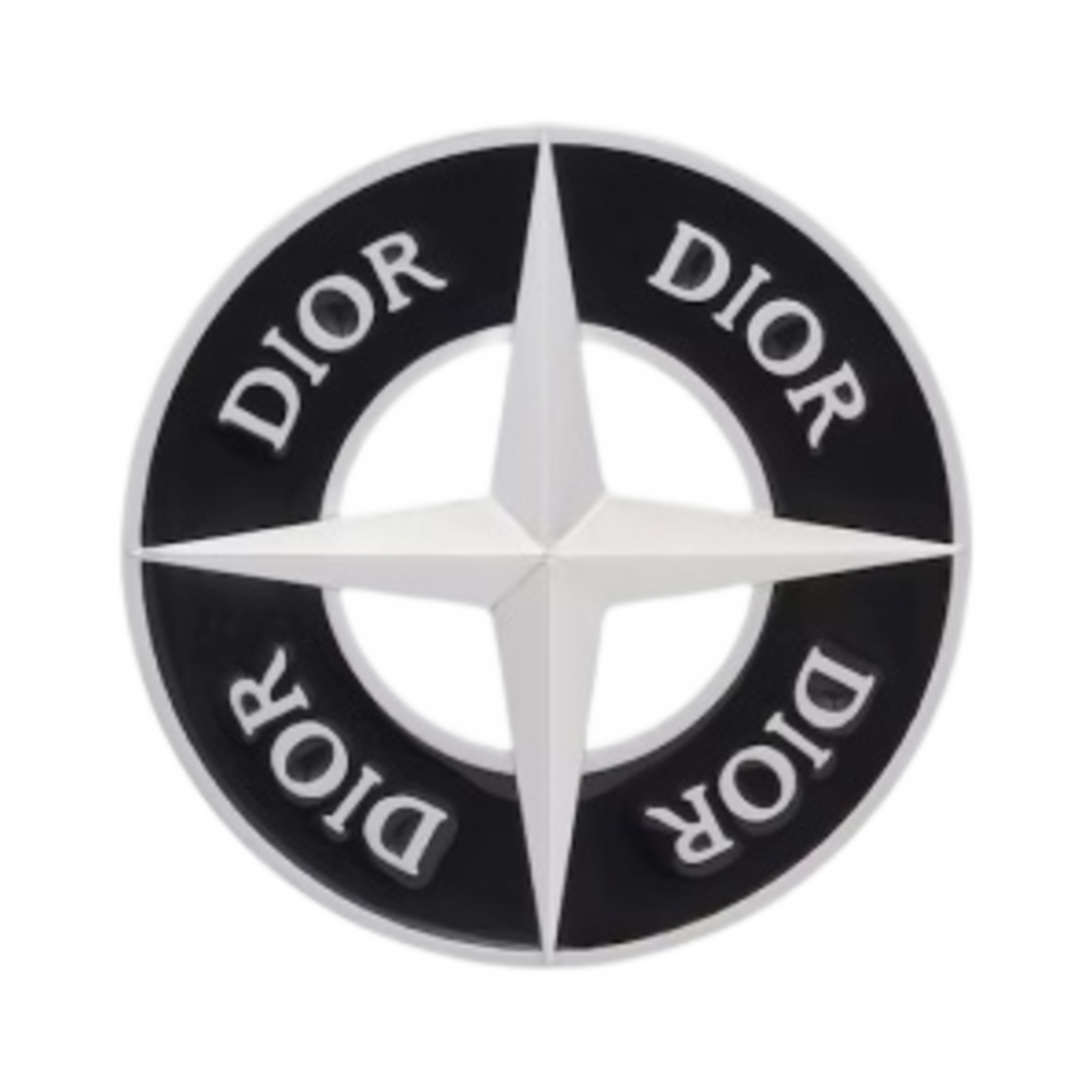 디올 x 스톤 아일랜드 브로치 브래스 앤 블랙 레진 실버 피니시(Dior x Stone Island Brooch Brass and Black Resin Silver-Finish)