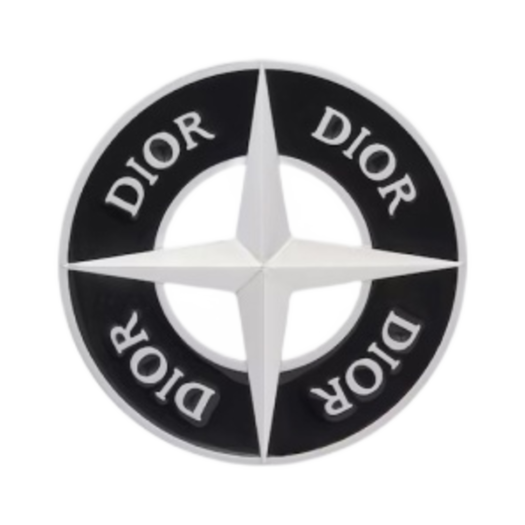 Dior x Stone Island Brooch Brass and Black Resin Silver-Finish