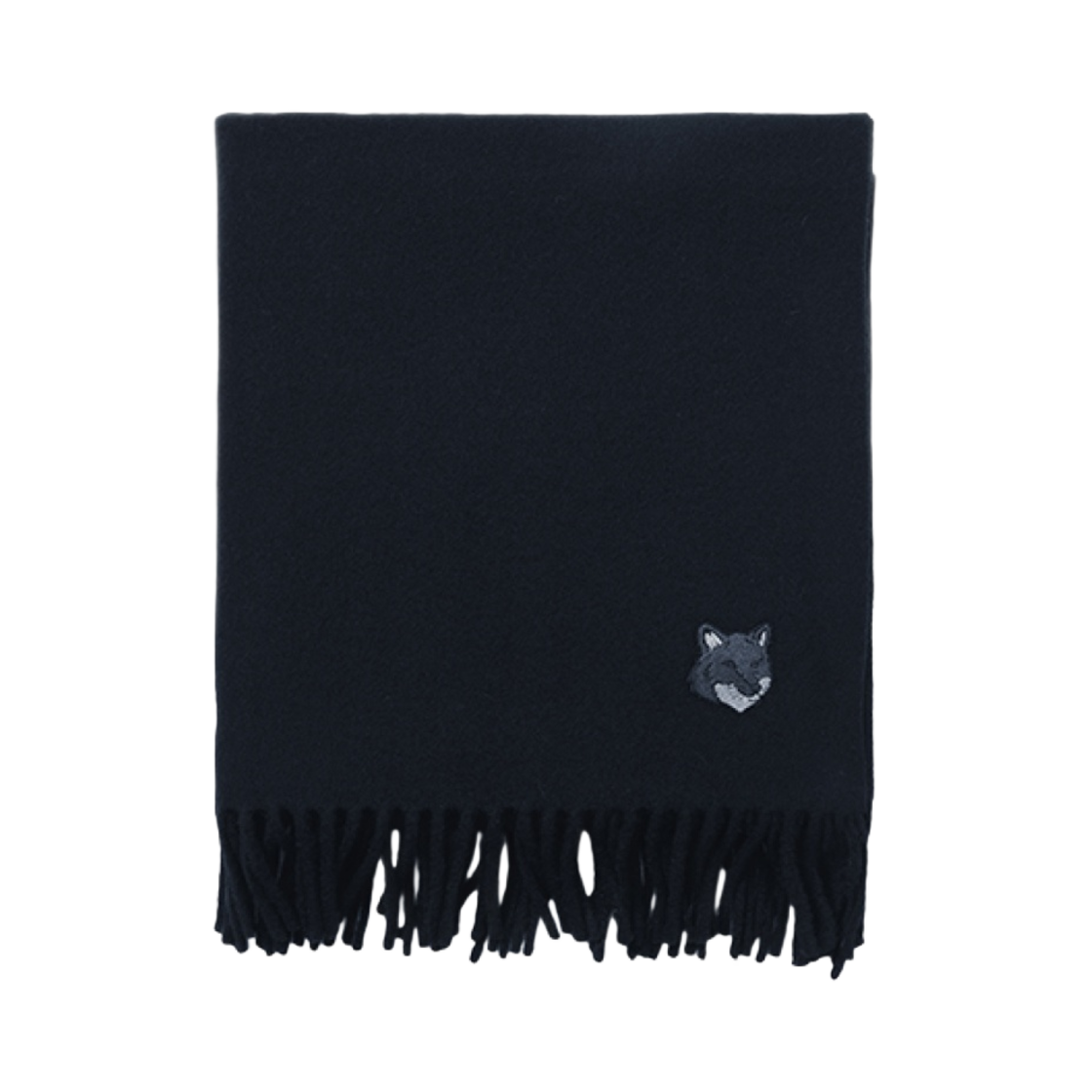 MM06201BT3004-P476 Maison Kitsune Fox Head Virgin Wool Muffler Ink Blue