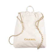 Chanel 22 Backpack Shiny Calfskin & Gold White
