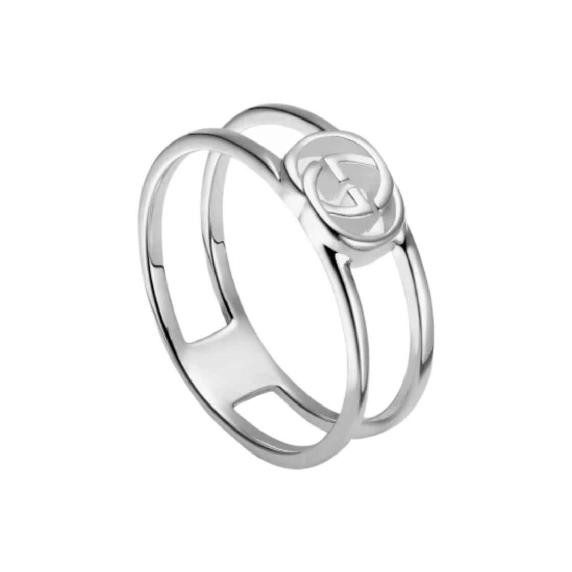 298036-J8400-8106 Gucci Interlocking G Thin Open Band Silver