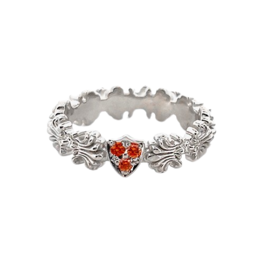 스쿠도 쉘 레이어드 스톤 링 화이트 글로시 오렌지(Scudo Shell Layered Stone Ring White Glossy Orange)