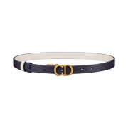 (W) Dior 20mm Reversible Saddle Smooth Calfskin Belt Indigo Blue Latte