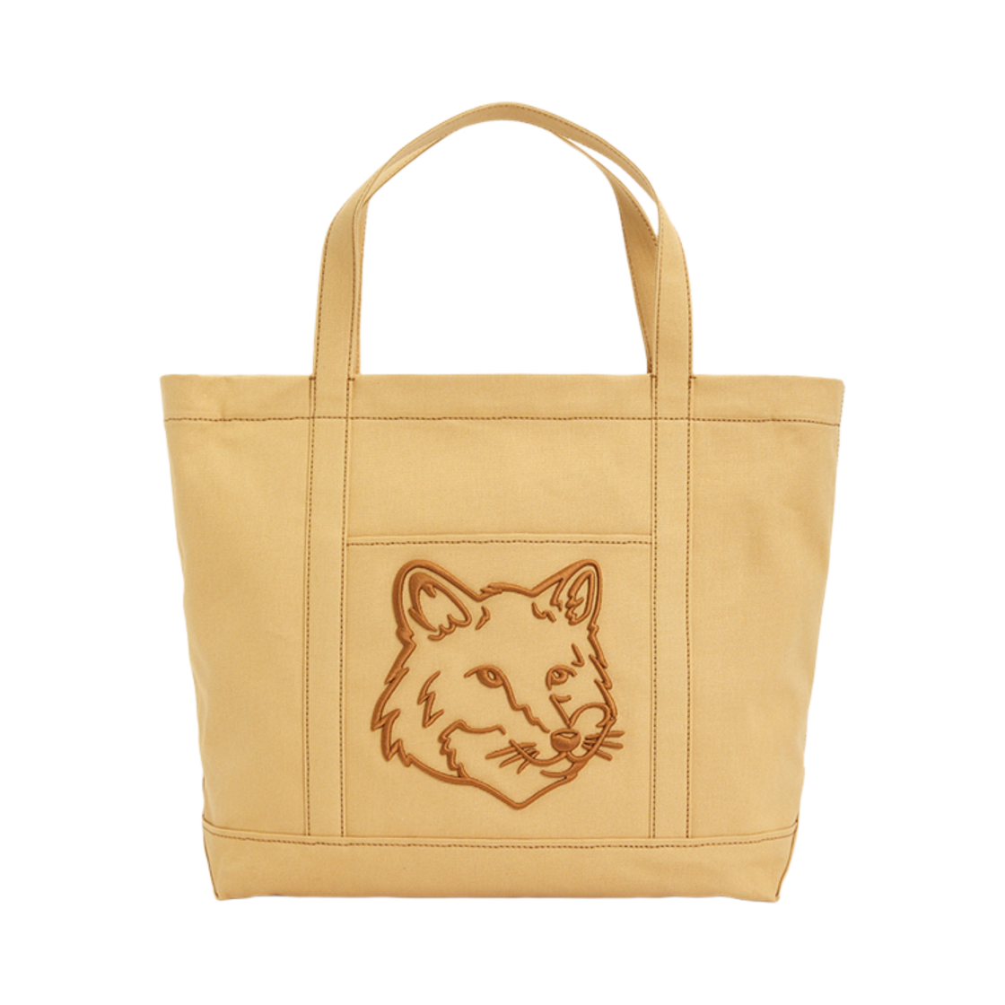 LW05104WW0107-0102 Maison Kitsune Fox Head Large Tote Bag Cork