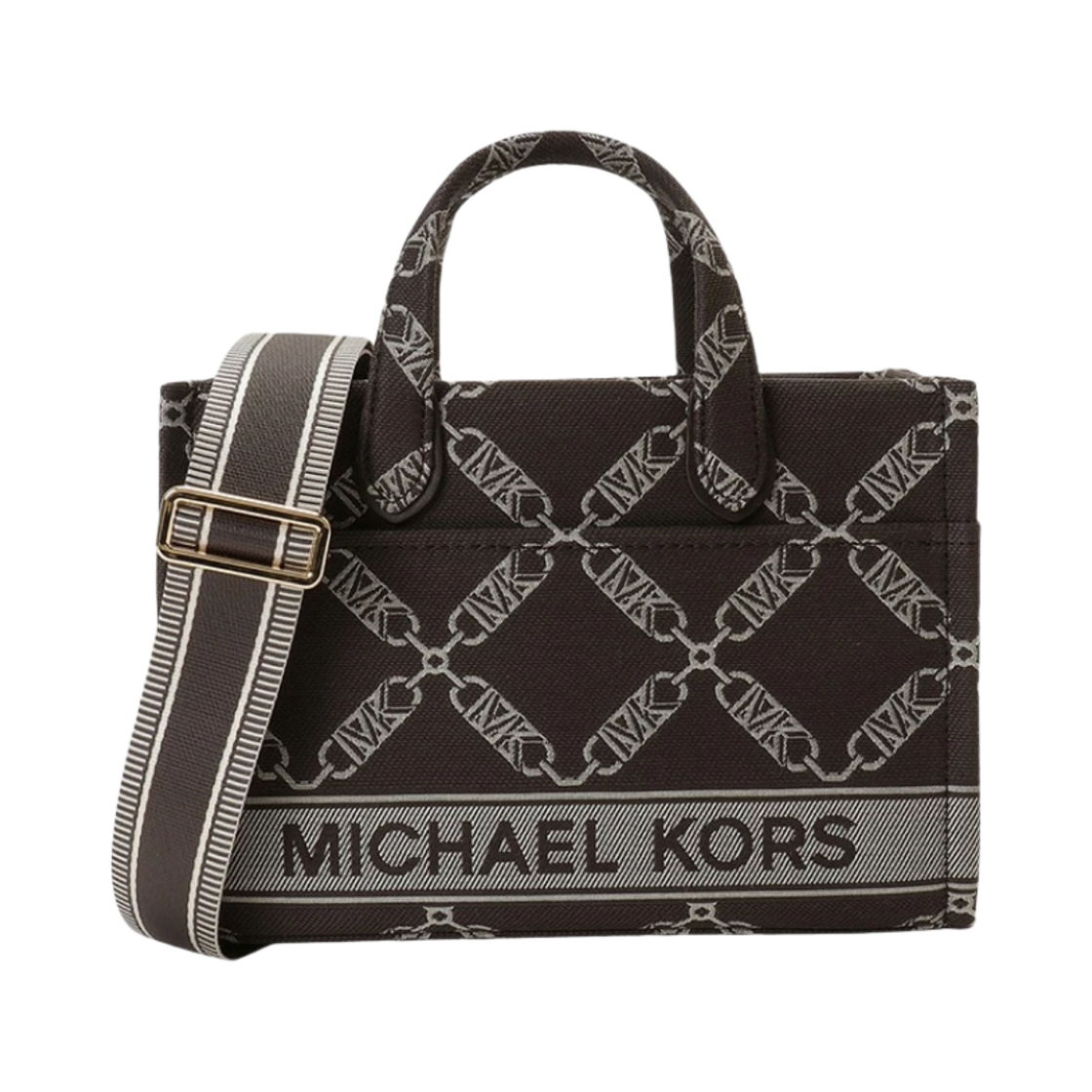 30F3G3GC7J240 Michael Kors Gigi Small Jacquard Tote Bag Chocolate Multi