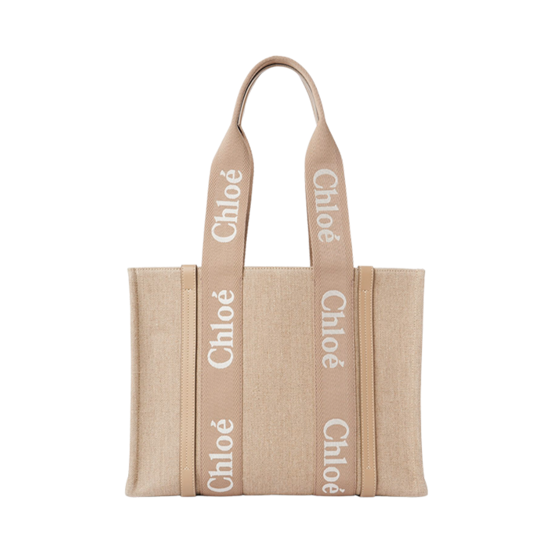 끌로에 린넨 레더 우디 토트백 블러쉬 브라운(Chloe Woody Tote Bag in Linen Leather Blushy Brown) - 1