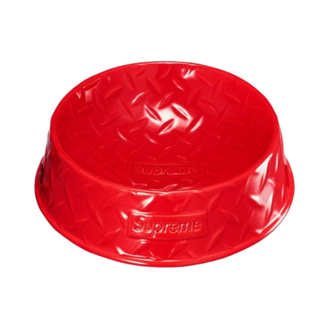 슈프림 다이아몬드 플레이트 도그 보울 레드 - 23SS
