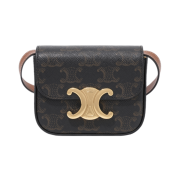 Celine Mini Claude in Triomphe Canvas Calfskin Tan