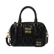 Miu Miu Matelasse Nappa Leather Top Handle Bag Black