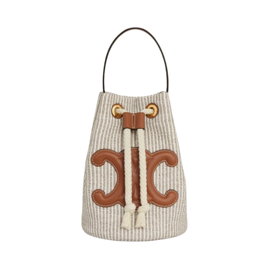 셀린느 스트라이프 텍스타일 카프스킨 틴 드로우스트링 베이지(Celine Teen Drawstring in Striped Textile and Calfskin Beige) - 1