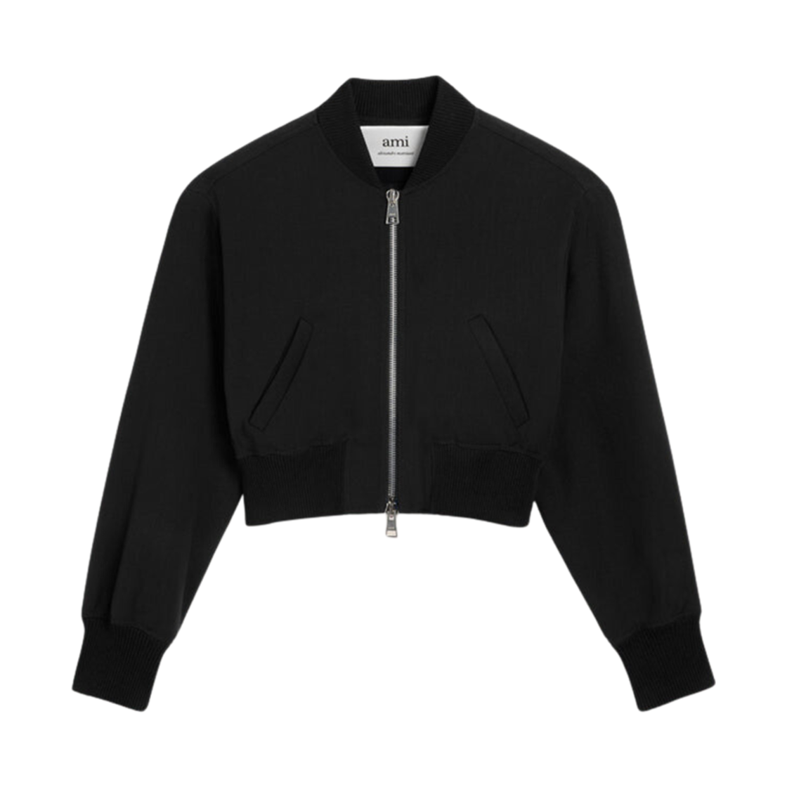 FJK002-VI0007-001 (W) AMI Zipped Bomber Jacket Black