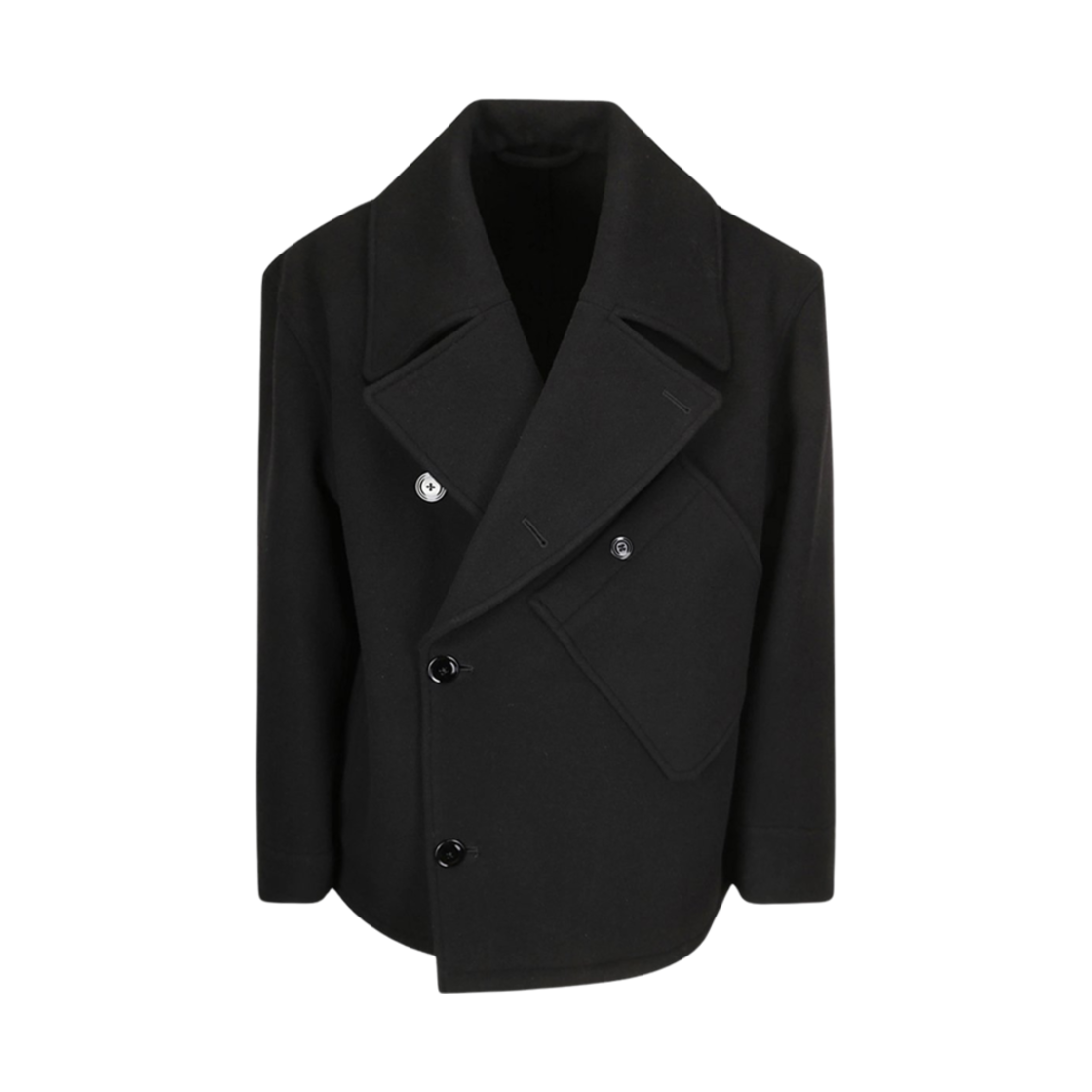 OW1114-LF1116-999 Lemaire Double Wool Peacoat Black