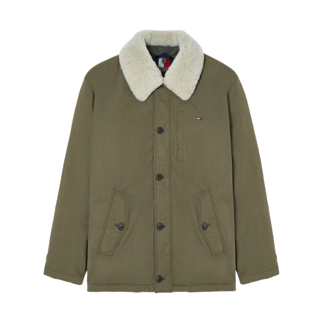 T12E7QOT742ML1RBN Tommy Jeans Cotton Blend Down Parka Army Green