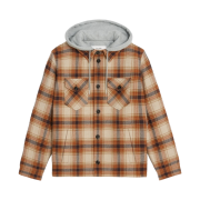 Celine Hooded Overshirt in Checked Wool Brown