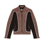 Diesel J-Blink Biker Jacket in Colour-Block Nylon Black Brown