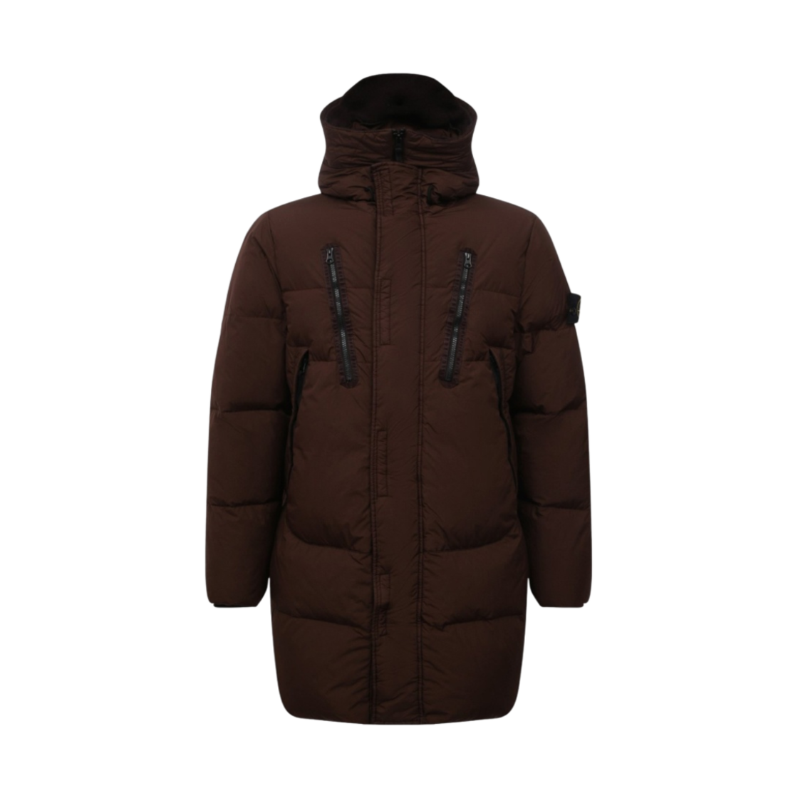 스톤 아일랜드 70123 크링클랩스 후드 롱 다운 자켓 다크 브라운 - 21FW(Stone Island 70123 Crinkle Reps Hooded Long Down Jacket Dark Brown - 21FW)