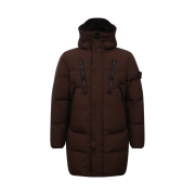 Stone Island 70123 Crinkle Reps Hooded Long Down Jacket Dark Brown - 21FW