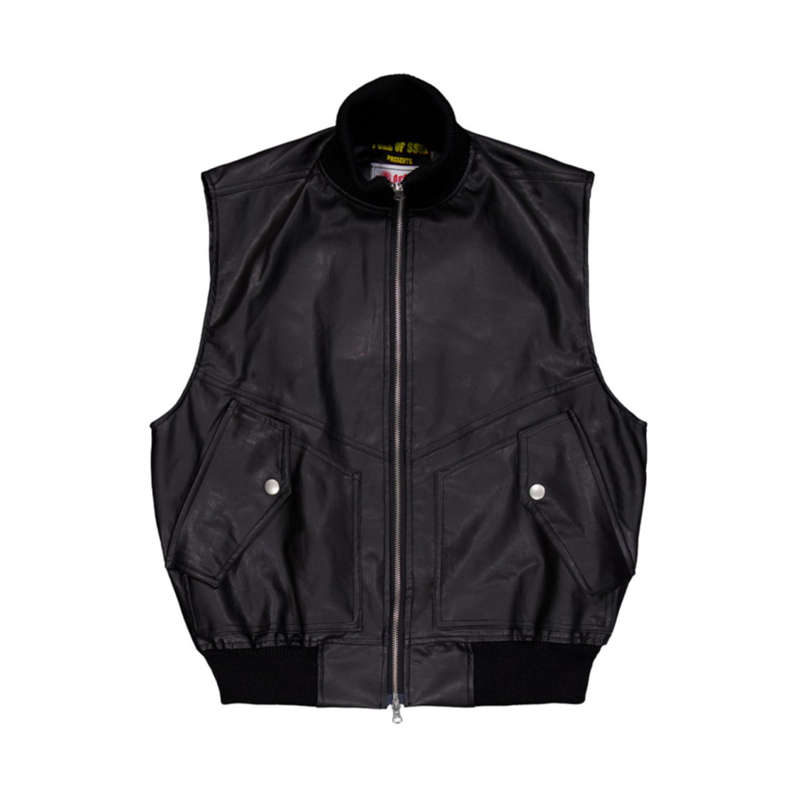 24FW-13 Full of Ssun Leather Cargo Vest Black