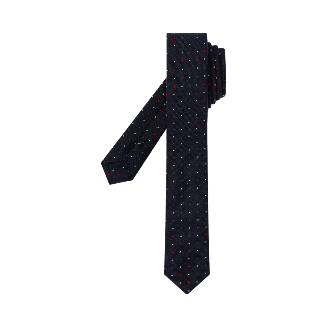 Waviness25262 Waviness Atrium Wool Slim Tie Navy Dot