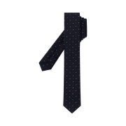 Waviness Atrium Wool Slim Tie Navy Dot