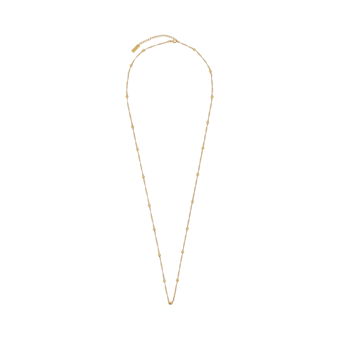 (W) 생로랑 볼 앤 인터트와인드 체인 롱 네클리스 메탈 에이지드 골드((W) Saint Laurent Ball And Intertwined Chain Long Necklace in Metal Aged Gold)