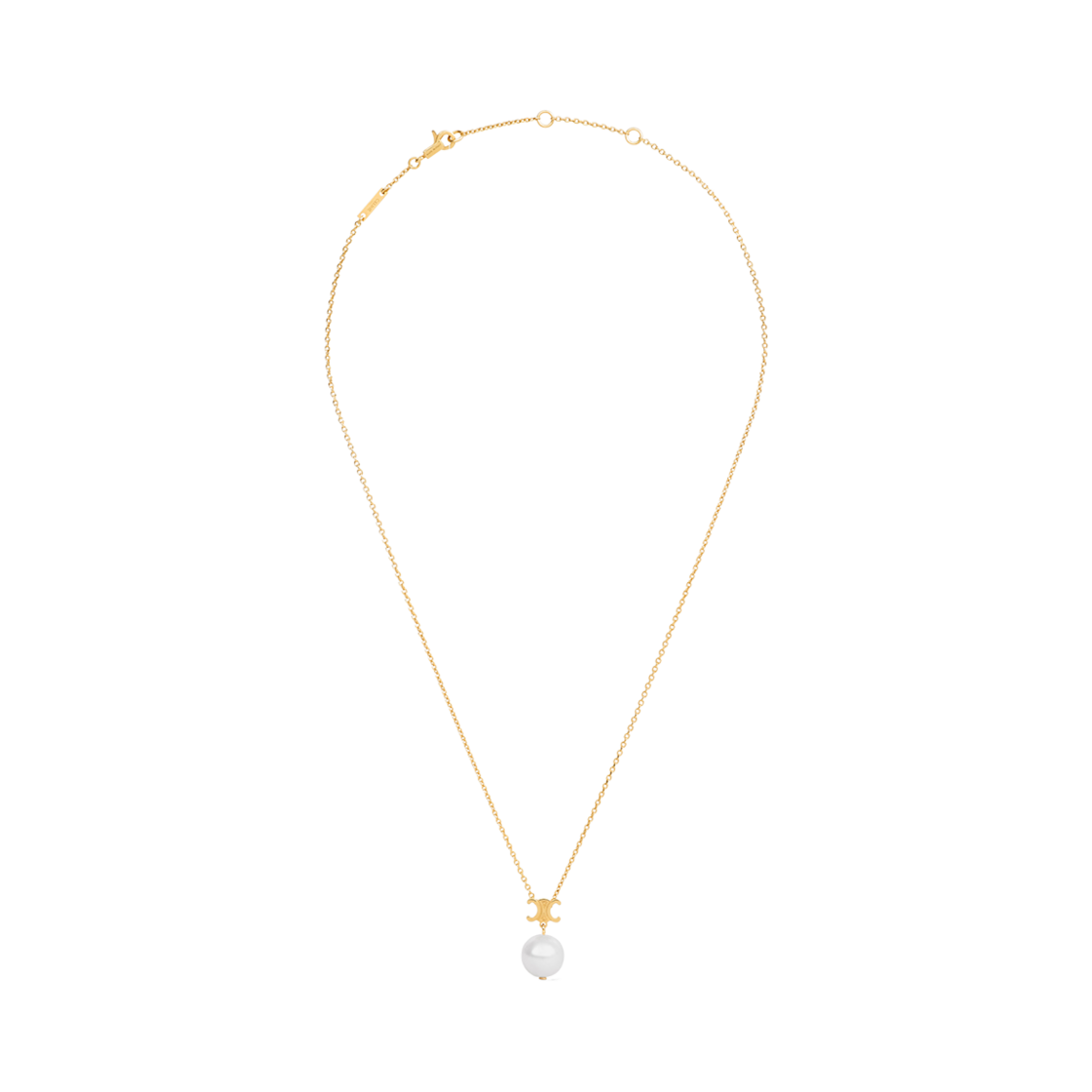 셀린느 레 뻬를르 셀린느 네클리스 레진 펄 앤 브래스 골드 피니쉬 골드 아이보리(Celine Les Perles Celine Necklace in Resin Pearl and Brass with Gold Finish Gold Ivory)