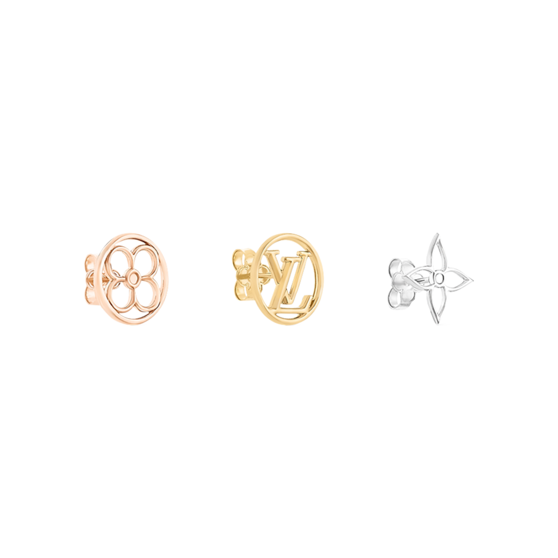 (W) 루이비통 LV 레이스 이어링 S00 옐로우 골드 로즈 골드 실버((W) Louis Vuitton LV Lace Earrings S00 Yellow Gold Rose Gold Silver) - 2