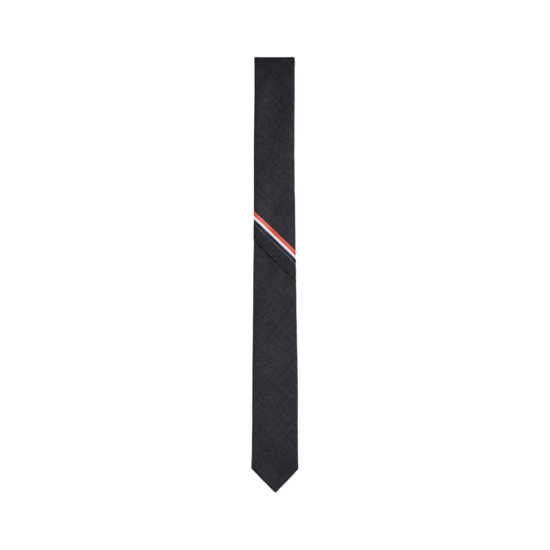 톰브라운 RWB 셀비지 스트라이프 클래식 타이 다크 그레이(Thom Browne Classic Tie with RWB Selvedge Stripe Dark Grey)