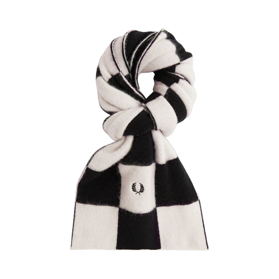 CFPU2438155-560 Fred Perry Chequerboard Lambswool Scarf Ecru