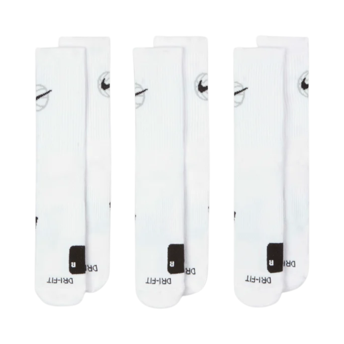DA2123-100 Nike Everyday Crew Basketball Socks White Black (3 Pack/Korean Ver.)