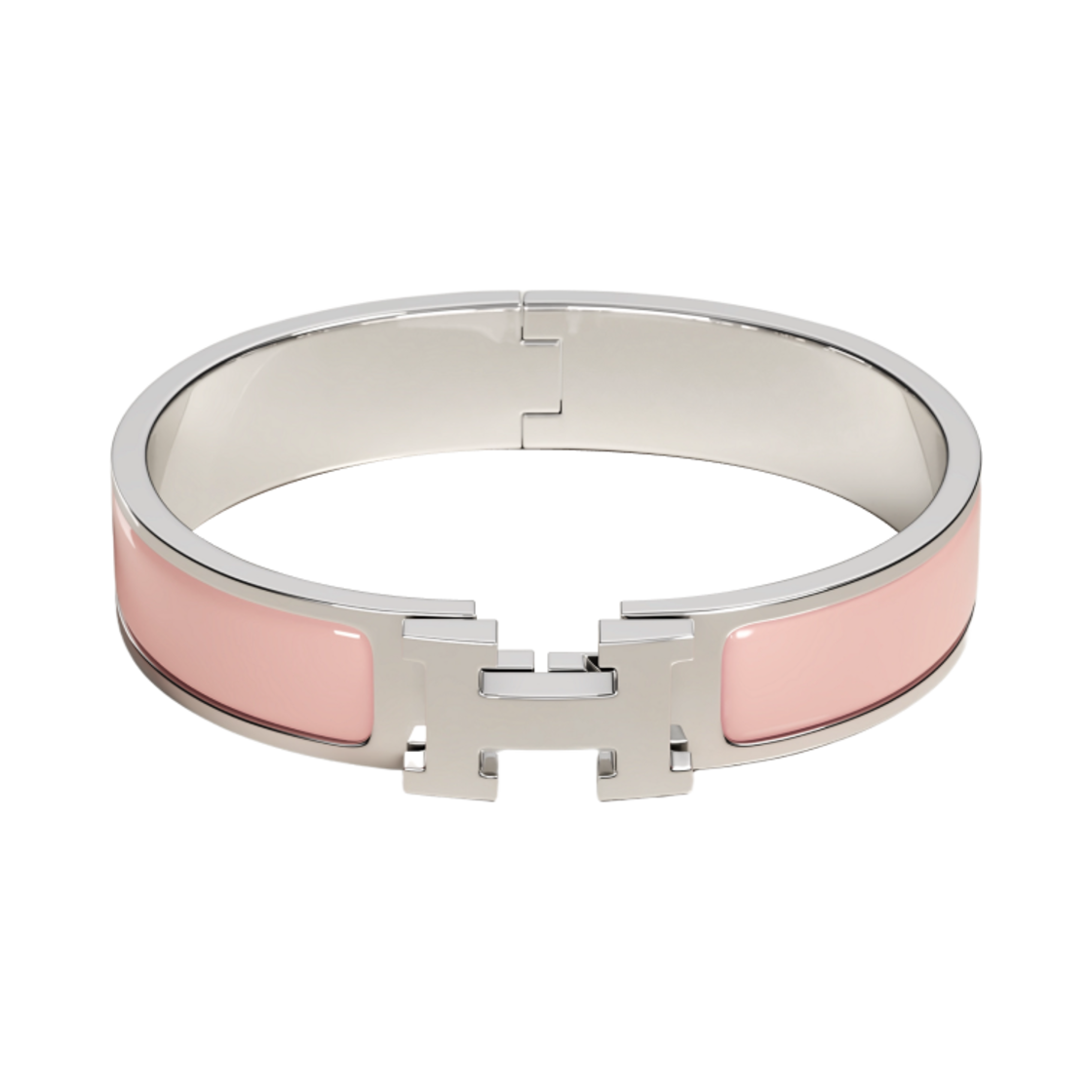 H700001FP1Z (W) Hermes Clic H Bracelet Palladium & Rose Candeur