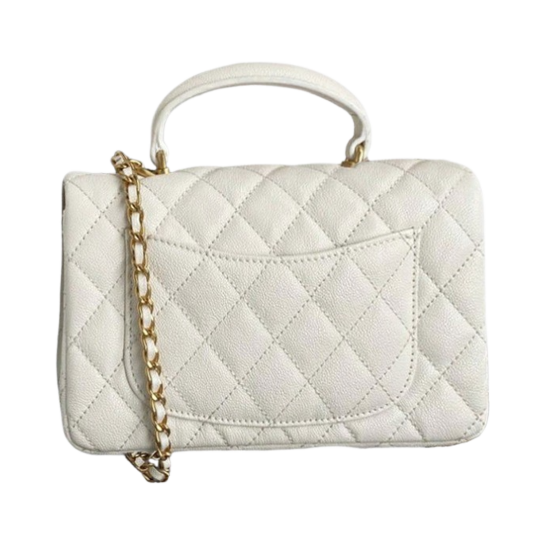 샤넬 핸들 장식의 미니 플랩백 그레인드 카프스킨 & 골드 메탈 화이트(Chanel Mini Flap Bag with Top Handle Grained Calfskin & Gold White) - 2