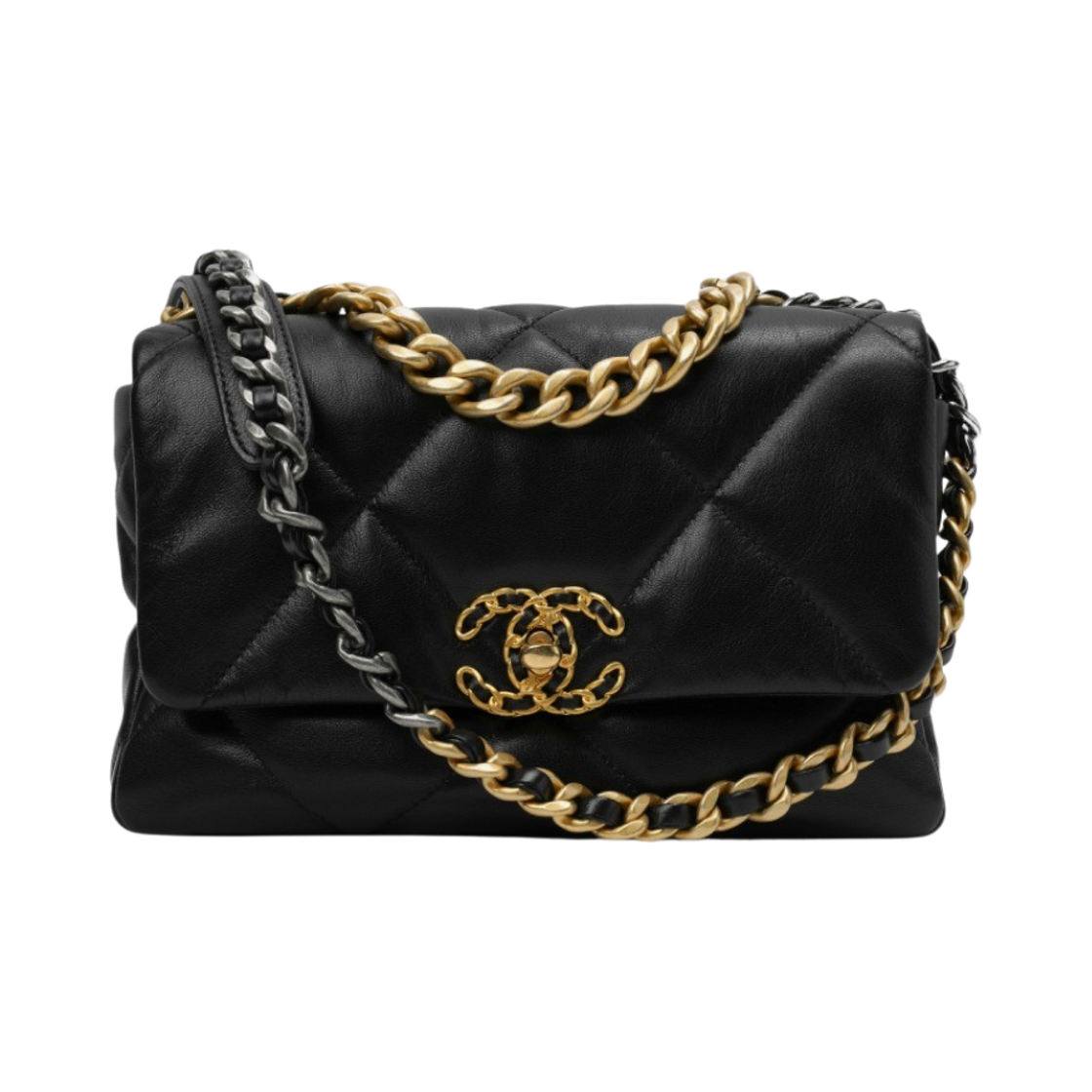 샤넬 19 미디움 핸드백 램스킨 & 골드 메탈 블랙(Chanel Medium 19 Handbag Lambskin & Gold Black)