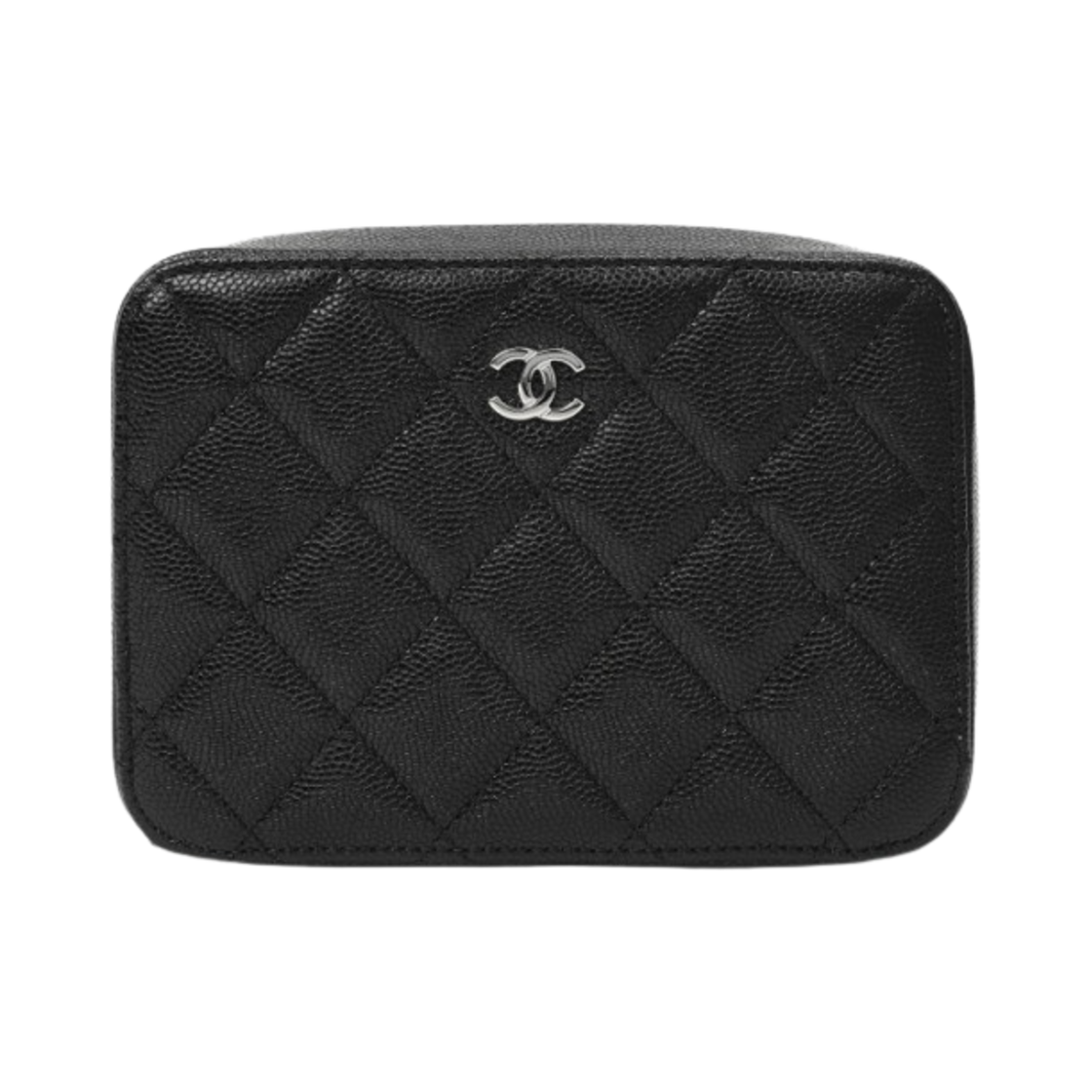 샤넬 체인 코스메틱 케이스 그레인드 카프스킨 & 실버 메탈 블랙(Chanel Vanity With Chain Grained Calfskin & Silver Black) - 1