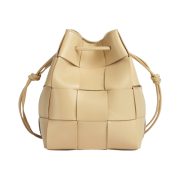 Bottega Veneta Small Leather Cassette Bucket Bag Porridge