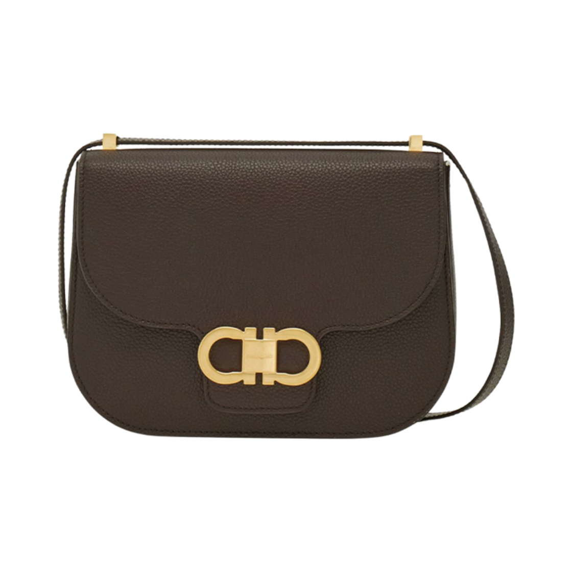 219867-781036 Ferragamo Double Gancini Crossbody Bag Brown