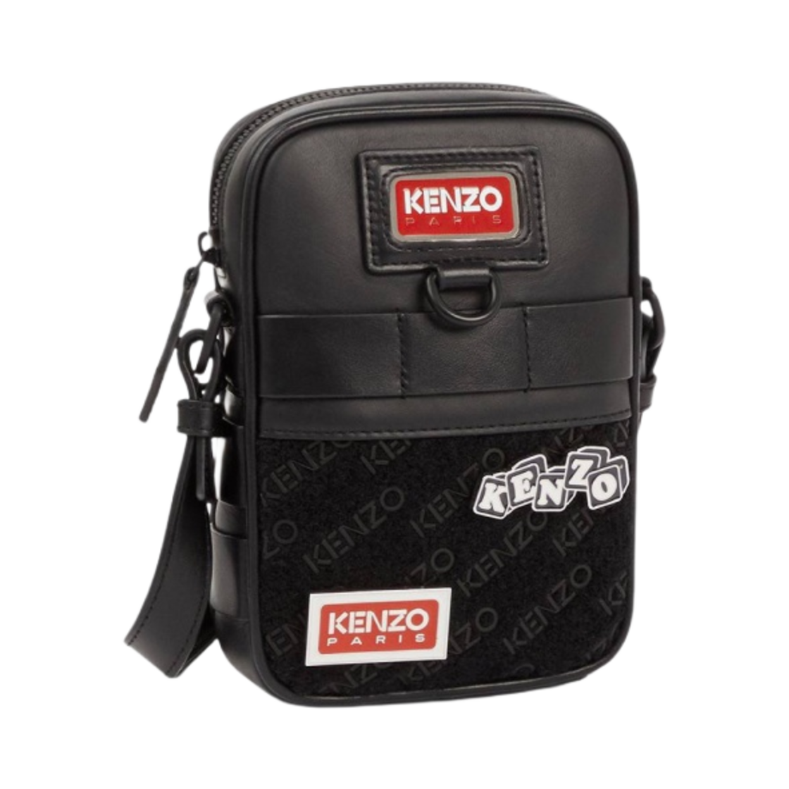 FD55SA258L40-99 Kenzo Jungle Crossbody Small Leather Bag Black