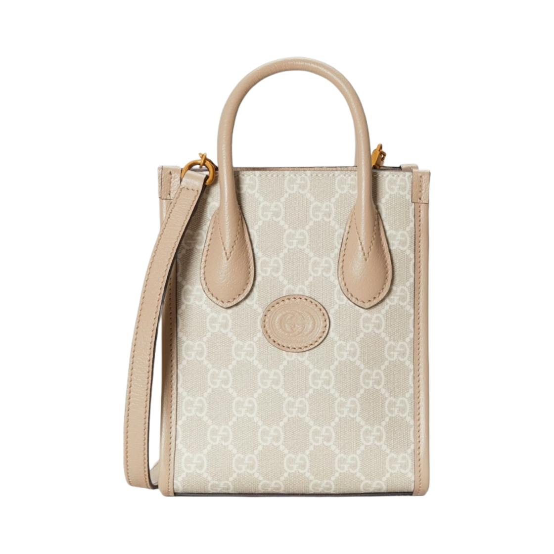 구찌 미니 토트백 인터로킹 G 베이지 화이트 GG 슈프림