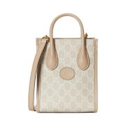 Gucci Mini Tote Bag with Interlocking G Beige White GG Supreme