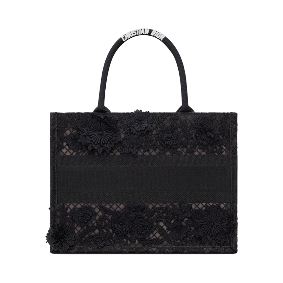 디올 미디움 북 토트백 블랙 멀티컬러 D 레이스 3D 마크라메 이펙트(Dior Medium Book Tote Black Multicolor D Lace 3d Macrame Effect) - 1
