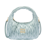 Miu Miu Wander Matelasse Satin Mini Hobo Bag Lake Blue