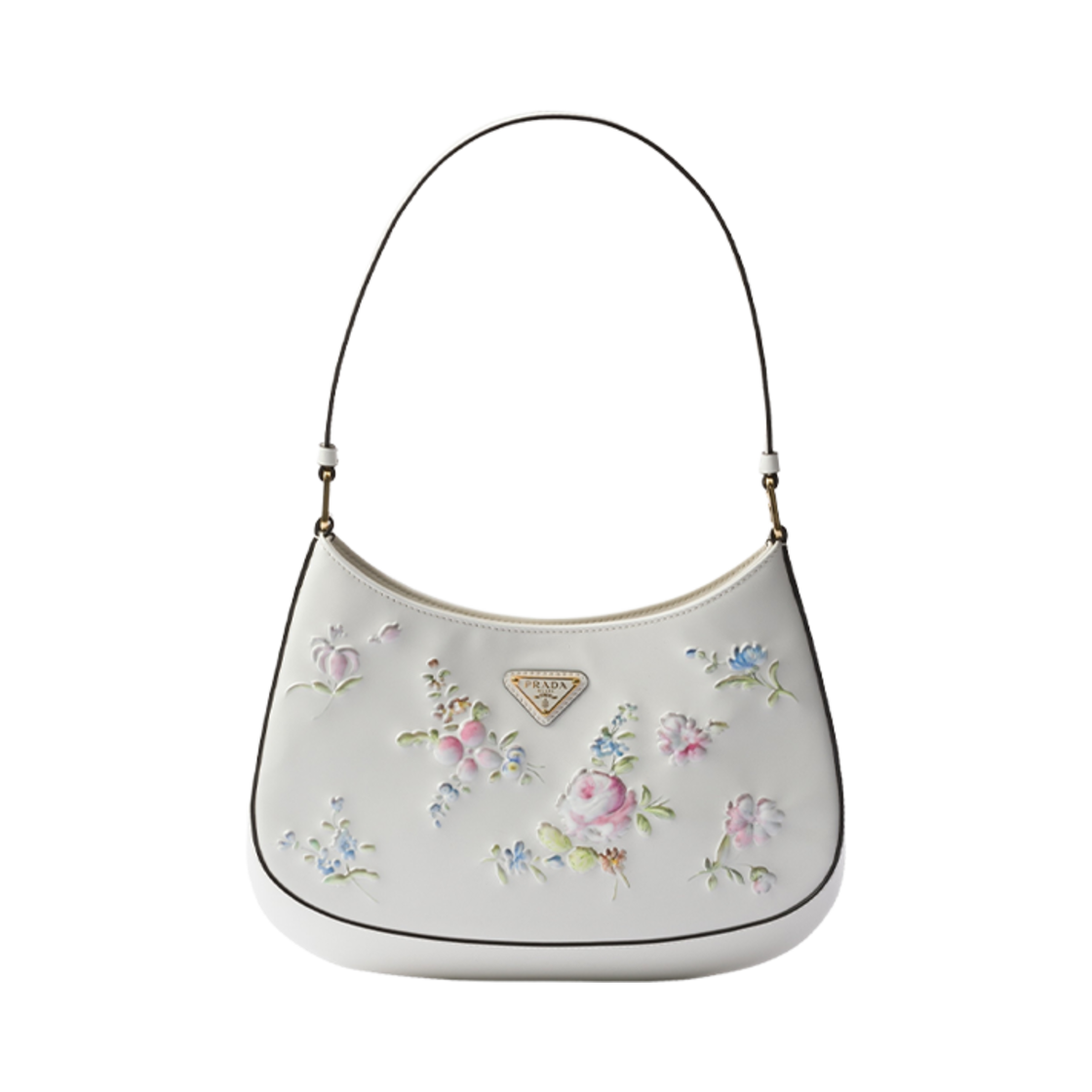 프라다 클레오 프린티드 브러쉬드 레더 숄더백 화이트(Prada Cleo Printed Brushed Leather Shoulder Bag White) - 1