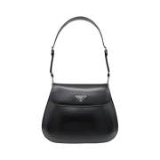 Prada Cleo Brushed Leather Flap Shoulder Bag Black