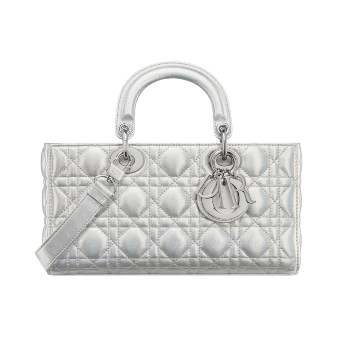 디올 미디움 레이디 D 조이 백 이리디센트 메탈릭 까나쥬 램스킨 실버 톤(Dior Medium Lady D Joy Bag Iridescent Metallic Cannage Lambskin Silver Tone) - 1